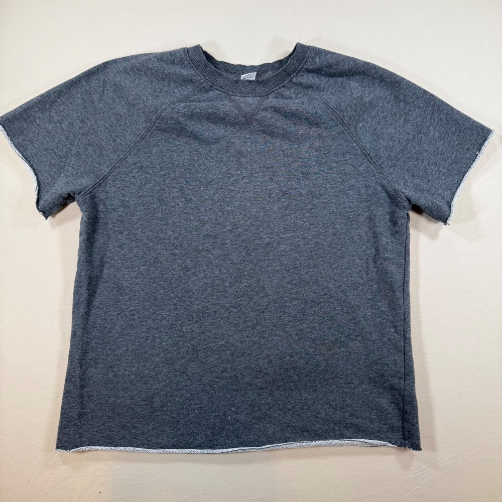 Old‎ Navy Charcoal Gray Short Sleeve Sweatshirt Raw Hem XL 14-16